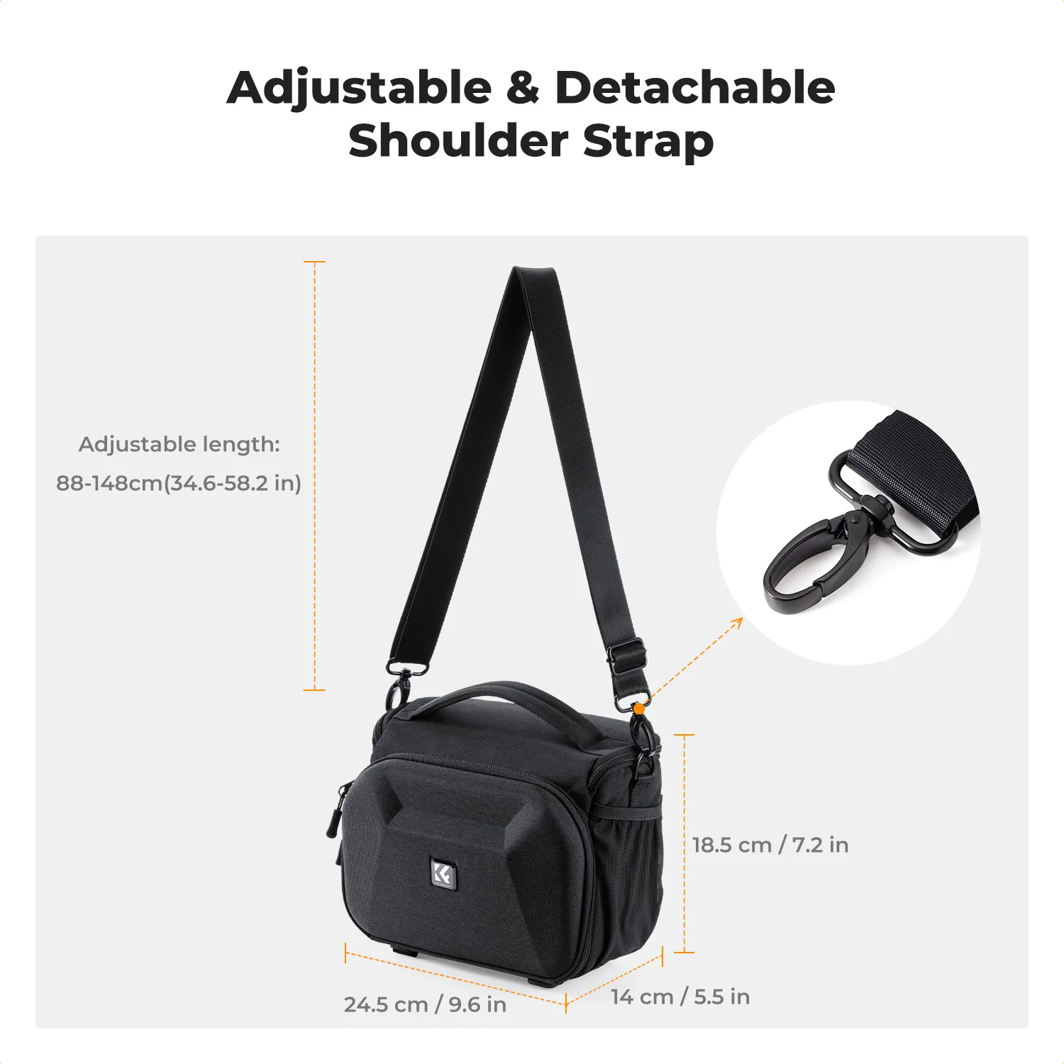 Borsa a Tracolla Leggera e Resistente K&F CONCEPT, Impermeabile, per Fotocamere Sony Canon DSLR/SLR - immagine 5