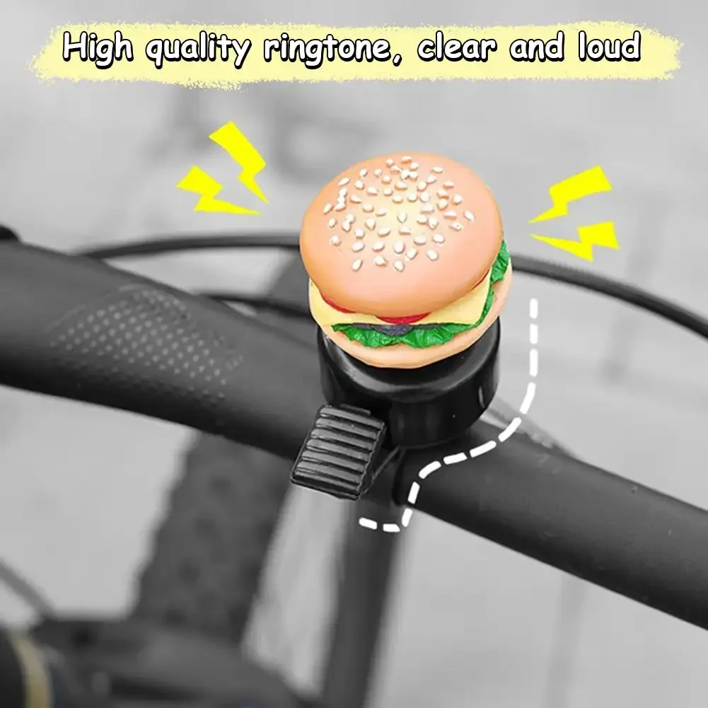 Campanello Bici A Forma Di Hamburger E Patatine – 2 Pezzi, Suono Chiaro, Fissaggio Universale Per Manubrio, Accessorio Divertente Per Bambini