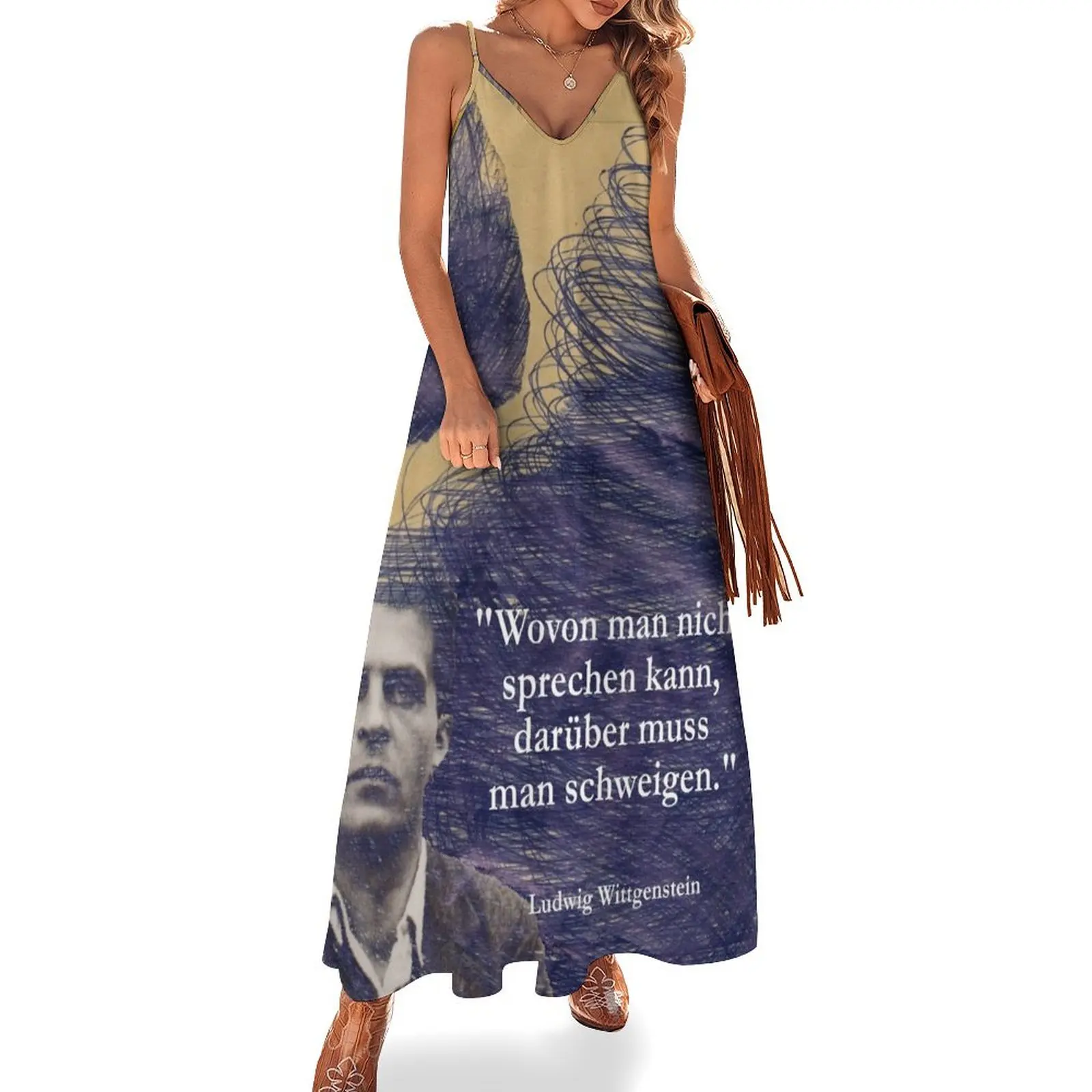 

Ludwig Wittgenstein quote, about which one cannot speak, one must remain silent about it Sleeveless Dress Women's summer dresses