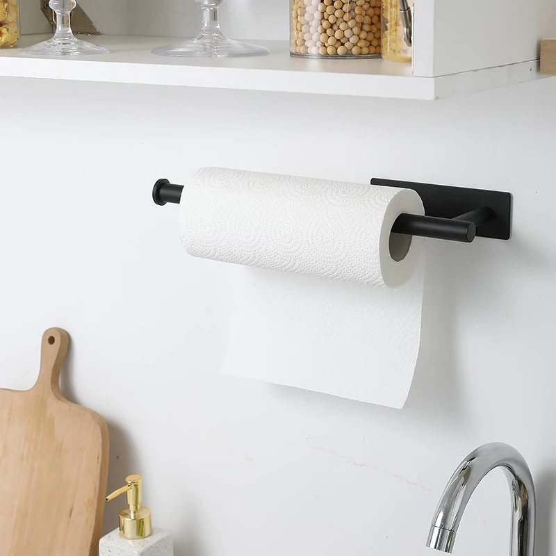 cabinet No drilling kitchen paper towel holder stainless steel paper towel  holder with damping wall mounted paper roll holder - AliExpress