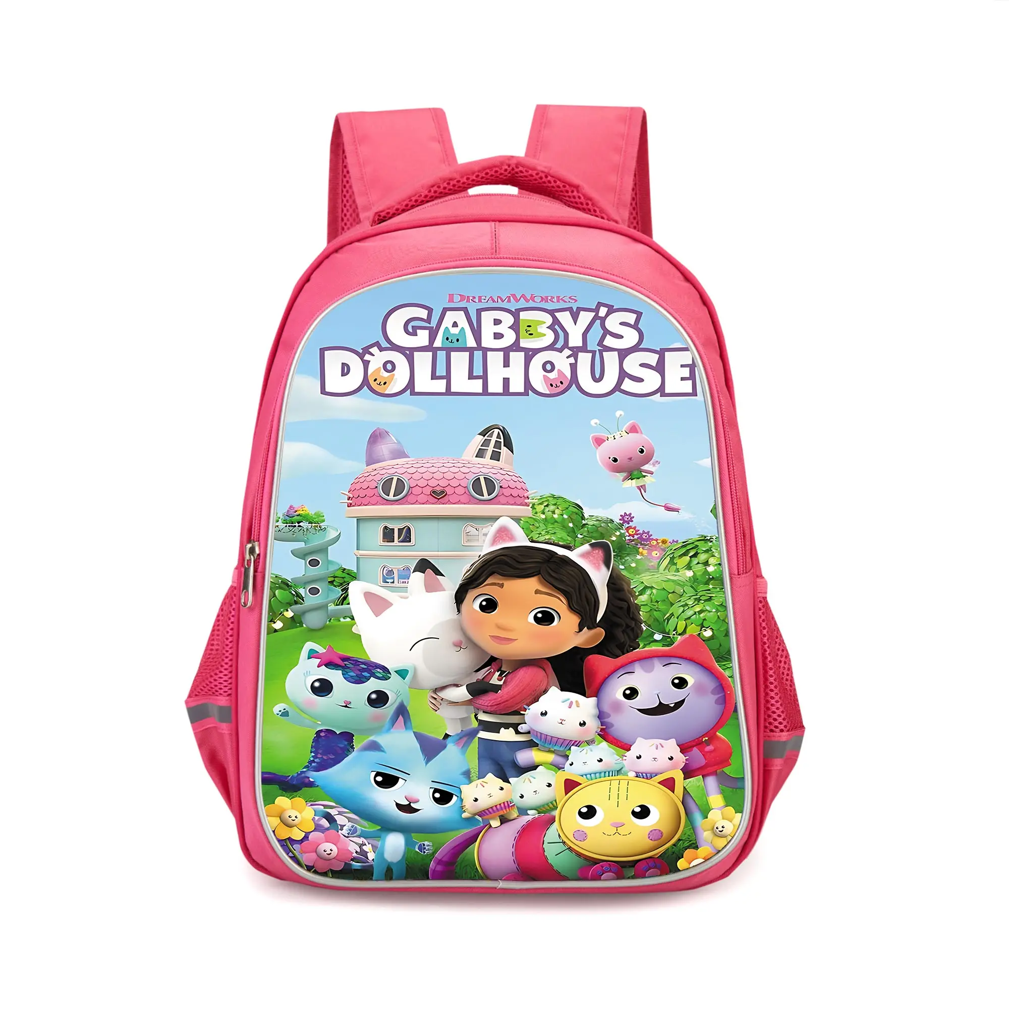 thumbnail image 1 of Bonitas mochilas para niños con diseño de casa de muñecas de dibujos animados de Gabby, regalo de cumpleaños para niñas, mochilas escolares, mochilas duraderas para acampar, 1 of 5
