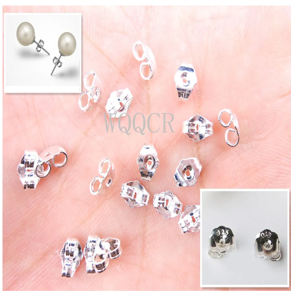 

50PCS Genuine 925 Silver Earrings Jewelry Accessories Findings Back Stopper For Stud Pin Jewelry Settings 925 Stamped LOGO