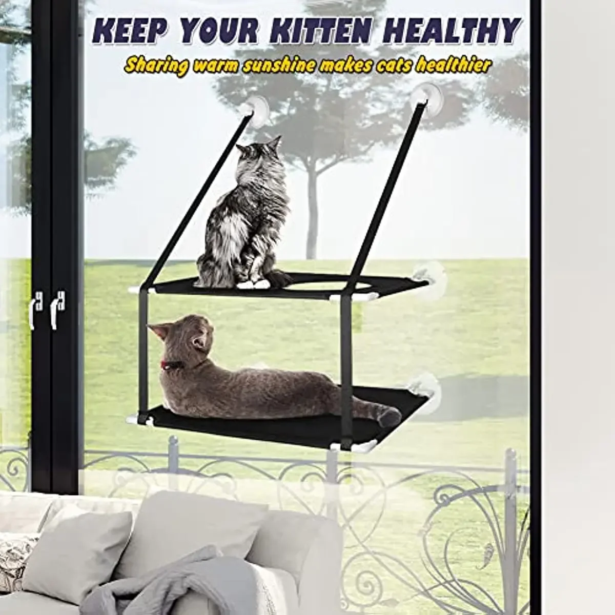 أرجوحة أتوبان للقطط، مزودة بنوافذ ثابتة، وتتحمل وز...