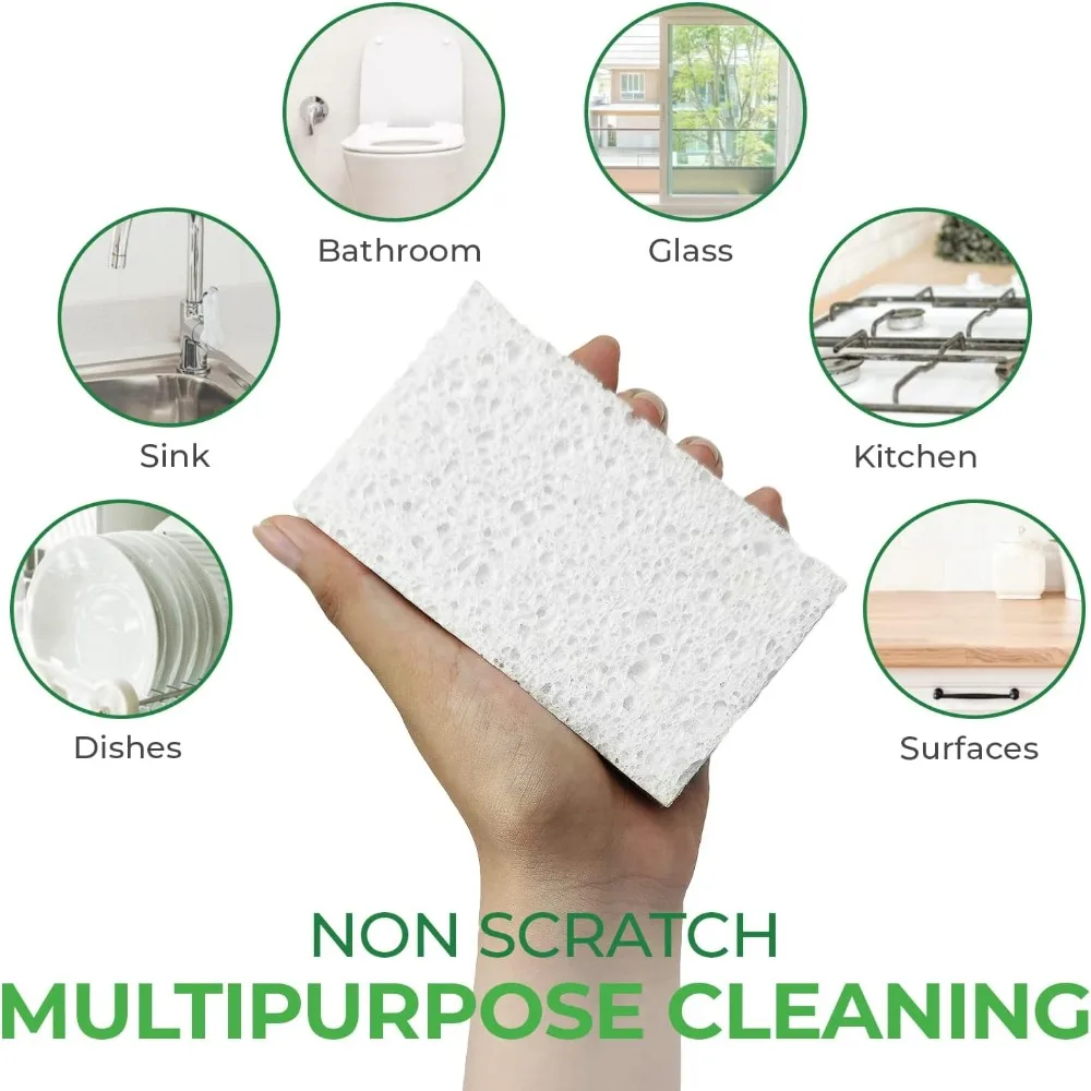 12 Biodegradable Cellulose Compressed Sponges Heavy Duty and Natural Multipurpose Household Cleaning Sponges Good 3