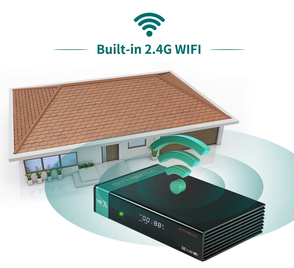 gtmedia récepteur satellite hevc wifi lecteur de carte ca stb support tv box