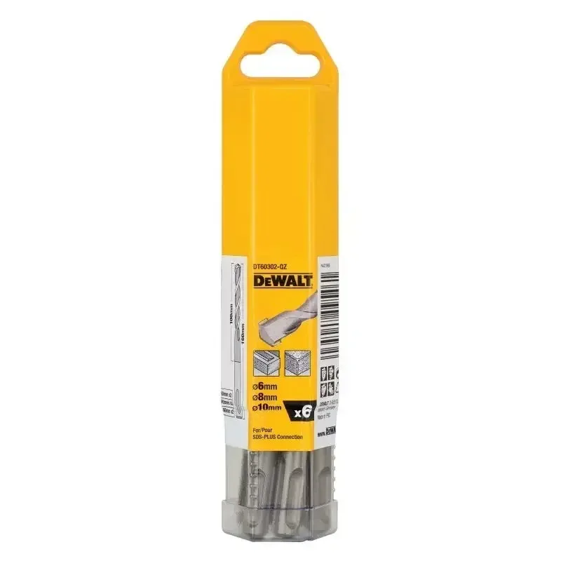 DEWALT DT60302 SDS Plus 6피스 드릴링 세트 전동 공구 액세서리 전기 해머용 6MM 8MM 10MM DT9635 DT9641 DT9644