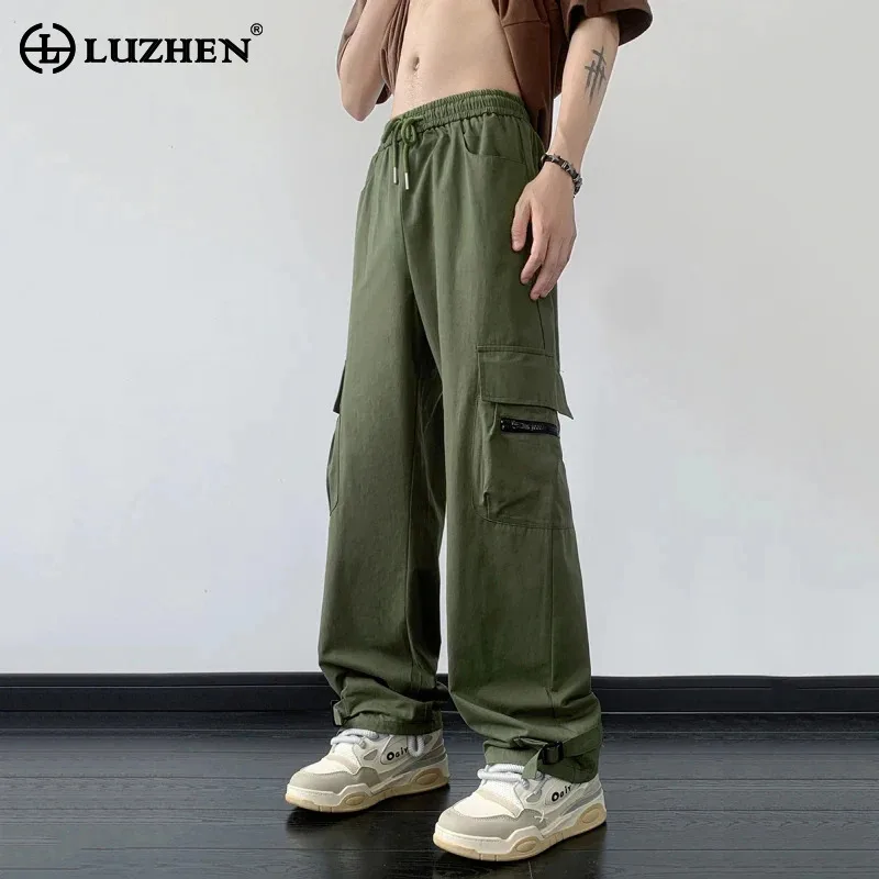 

LUZHEN Solid Color Casual Pants Multi Pocket Men's 2024 New Loose Fashion Cargo Trousers Spring Street Wear Free Shipping LZ1849