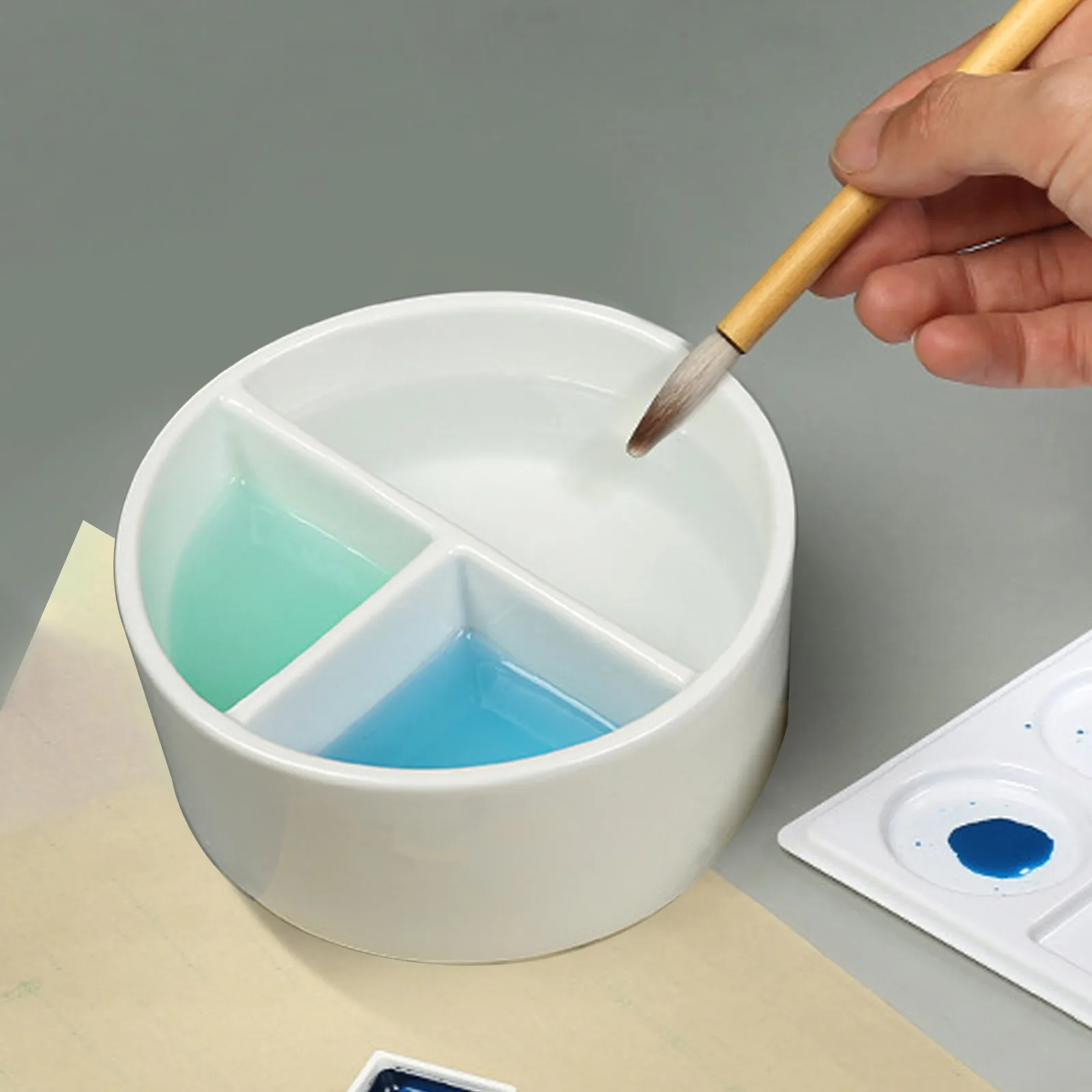 세라믹 잉크 접시 서예 그림 트레이 고강도 내구성 경량 휴대가 간편한 학생 및 예술가용 잉크통