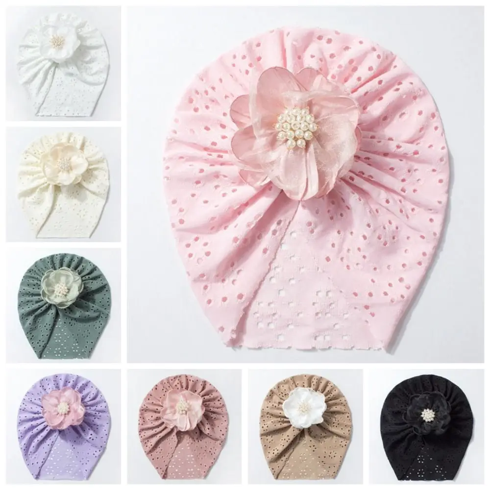 Lovely Lace Flower Hat Hollow Breathable Newborn Indian Cap Elastic Girls Turban Hair Accessories