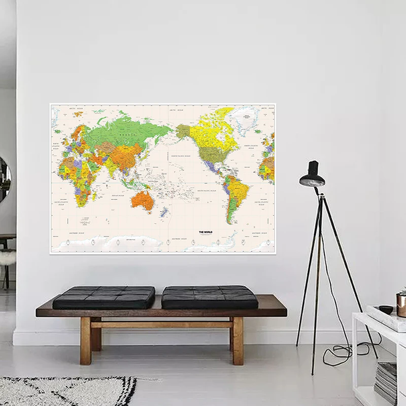 

150x100cm Physical Map of the World without Flag Detailed Map of Major Cities in Each Country For Travel and Tour