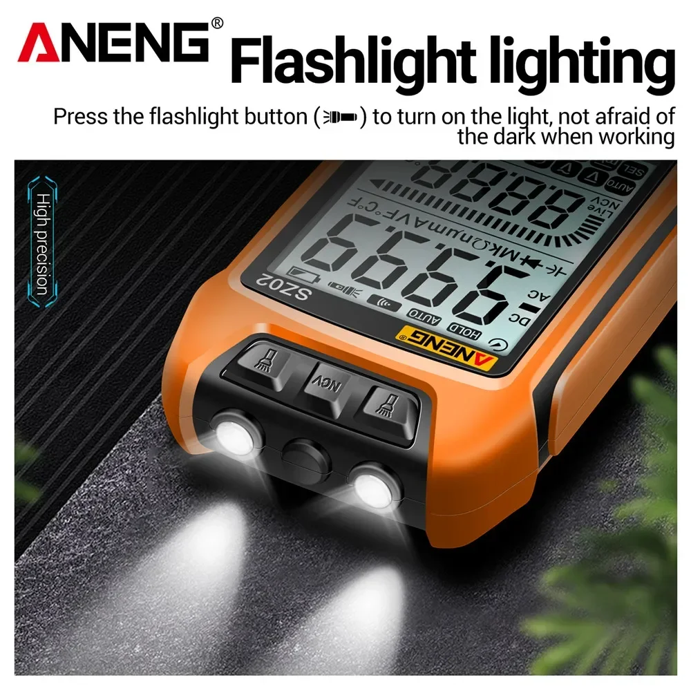 ANENG SZ02 Smart Digital Multimeter 9999 Counts True RMS Auto Electrical Capacitance Meter Temp Resistance Transistor Testers digital multimeter multimeter tester