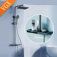 VGX Thermostatic Shower System Set Smart Digital Bathroom Shower Faucet Set Temperature Display Rainlfall Bathroom Shower Set 1