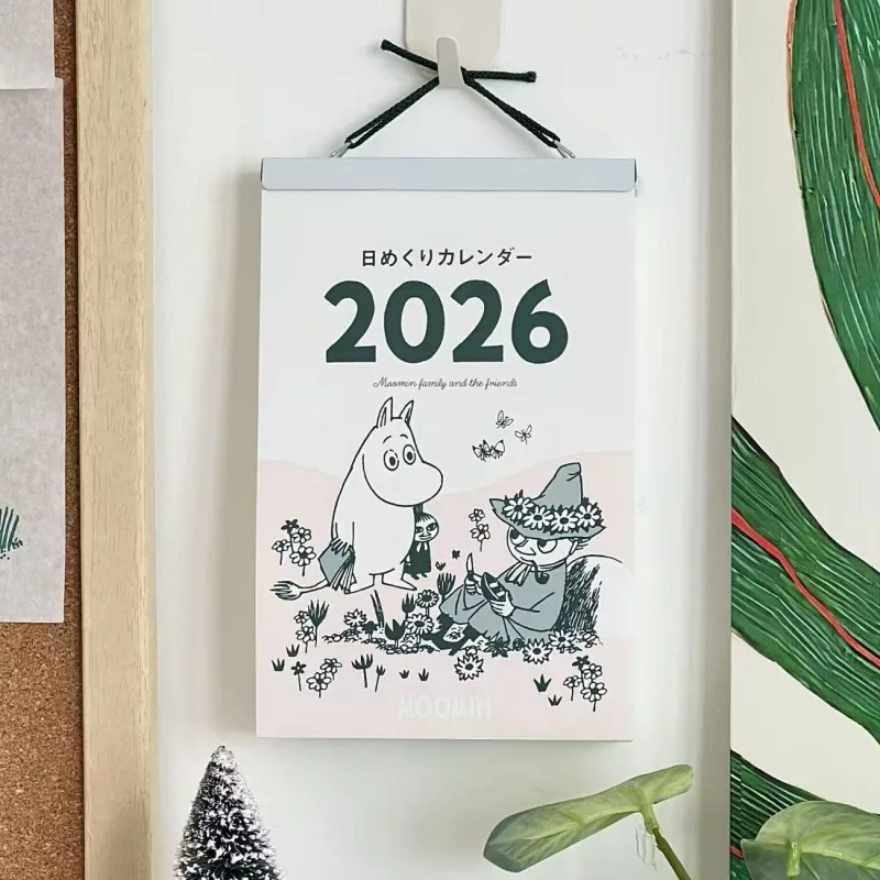Calendario della serie Hot Anime Moomins, personaggi dei cartoni animati Kawaii, stampa creativa e carina, calendario con pagine girevoli per il pianificazione degli appuntamenti.