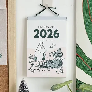 Calendario della serie Hot Anime Moomins, personaggi dei cartoni animati Kawaii, stampa creativa e carina, calendario con pagine girevoli per il pianificazione degli appuntamenti.