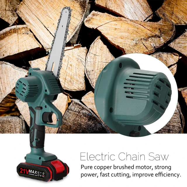 Mini Sierra de podar eléctrica recargable, motosierra de división de madera pequeña, herramientas eléctricas de carpintería de una mano, 21V, 4 pulgadas, 6 pulgadas, 8 pulgadas - Imagen 2