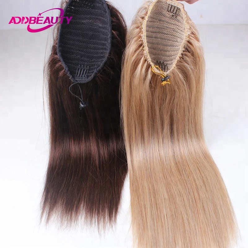 Queue de cheval droite pour femme, 100% vrais cheveux humains, clips de postiche, proximité, Wstring, enveloppé autour de prêle, naturel