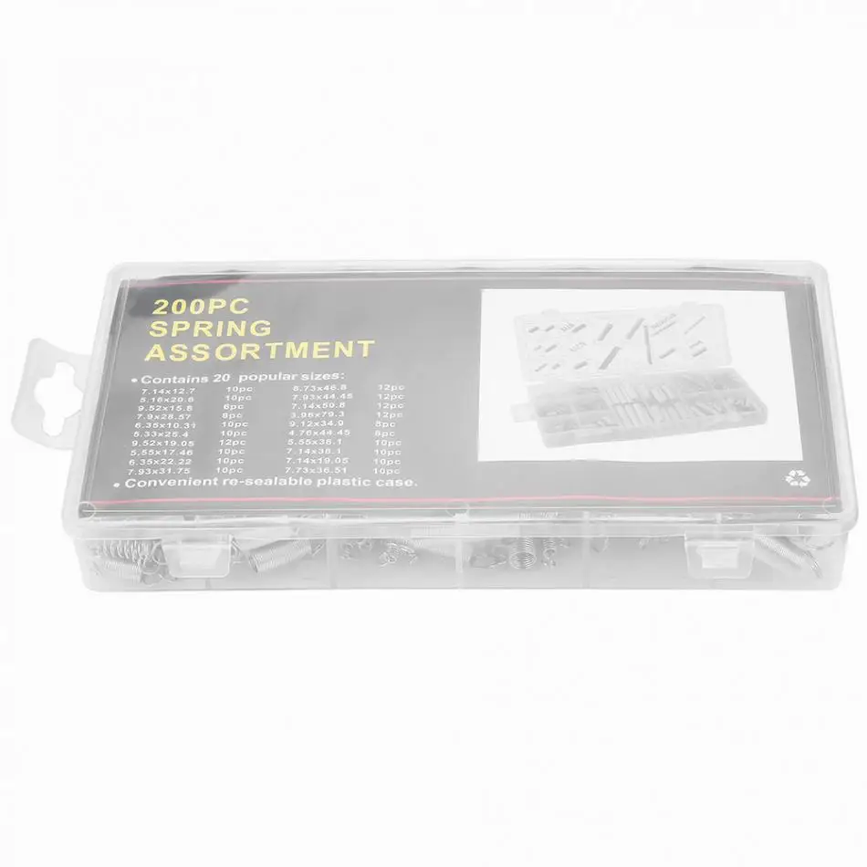 Description Picture 6 of item200pc Carbon Steel Compression Extension Springs Set w/ Box - 20 Sizes Assortment Kit Discount