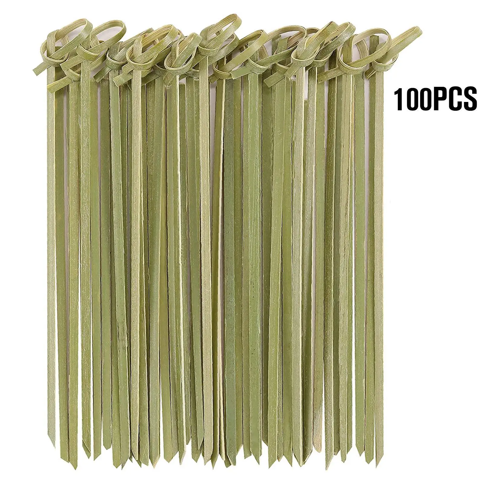 100pcs Disposable Bamboo Knot Skewers Cocktail Picks with Twisted Ends for Snacks Club Sandwiches Party Barbeque forks
