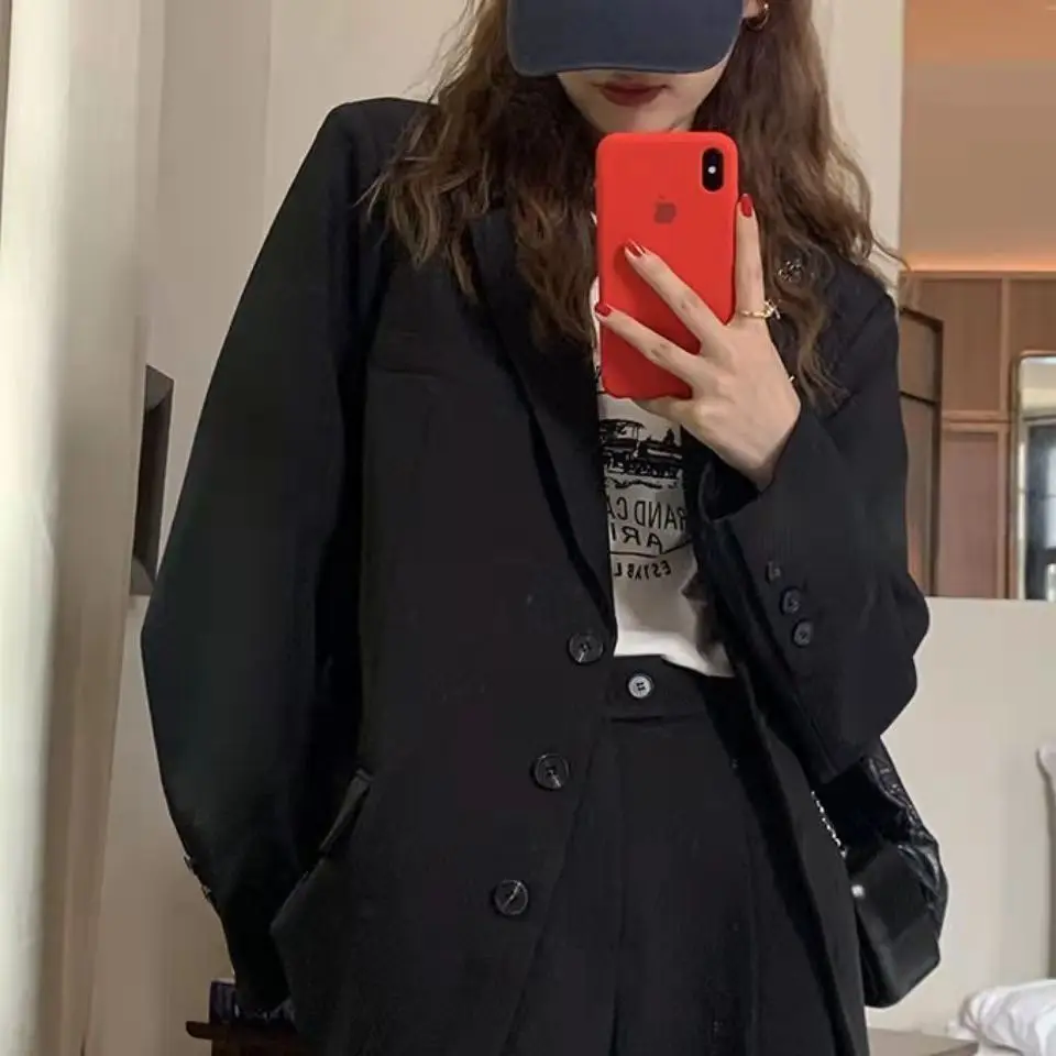 Blazers Women Retro British Style Solid Brown Single Breasted Loose Suit Blazer Elegant High Street Notched Outwear Office Lady 6