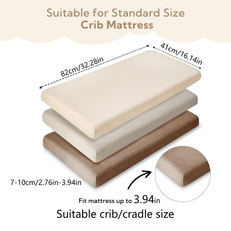 2pcs/3pcs Baby Crib Fitted Sheets Gentle Cotton Bed Sheet for Sensitive Skin