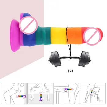 Rainbow Double Layer Silicone Big Dildo Realistic Fake Long Dick Penis Butt Plug Adult Sex Toy For Woman Men Vagina Anal Massage 3