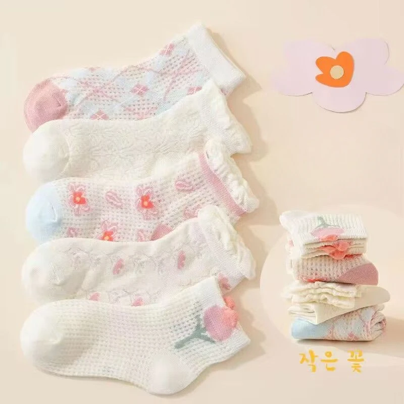 Children Socks 5Pairs/lot Girls Cotton Outdoor Travel Sports Socks Spring Summer Sports Clothes Accessories Childrens Socks