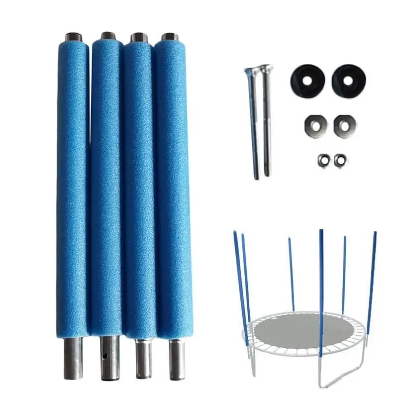 

Trampoline Net Poles Replacement Trampoline Poles Anti-Collision Protector 4 Pcs Enclosure Straight Tube Steel Poles With Screws
