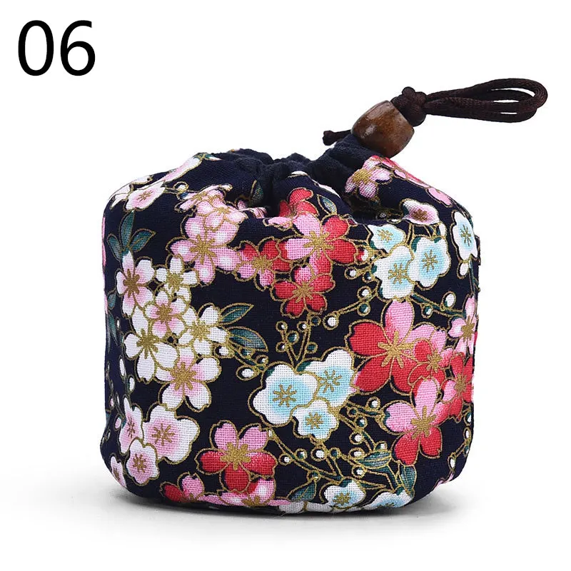 1pc Tea Tools Portable Teapot Bundle Pocket Bronzing Pattern Thickened Cotton Small Teacup Bag Travel Teaware Storage Bag