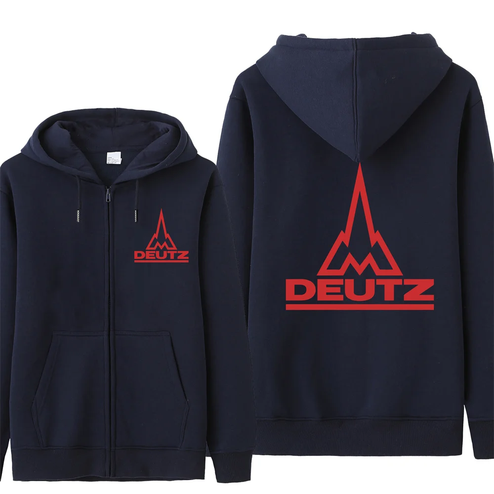 Deutz Fahr Traktor Kaus Pria Kasual Deutz Hoodie Bulu Jaket