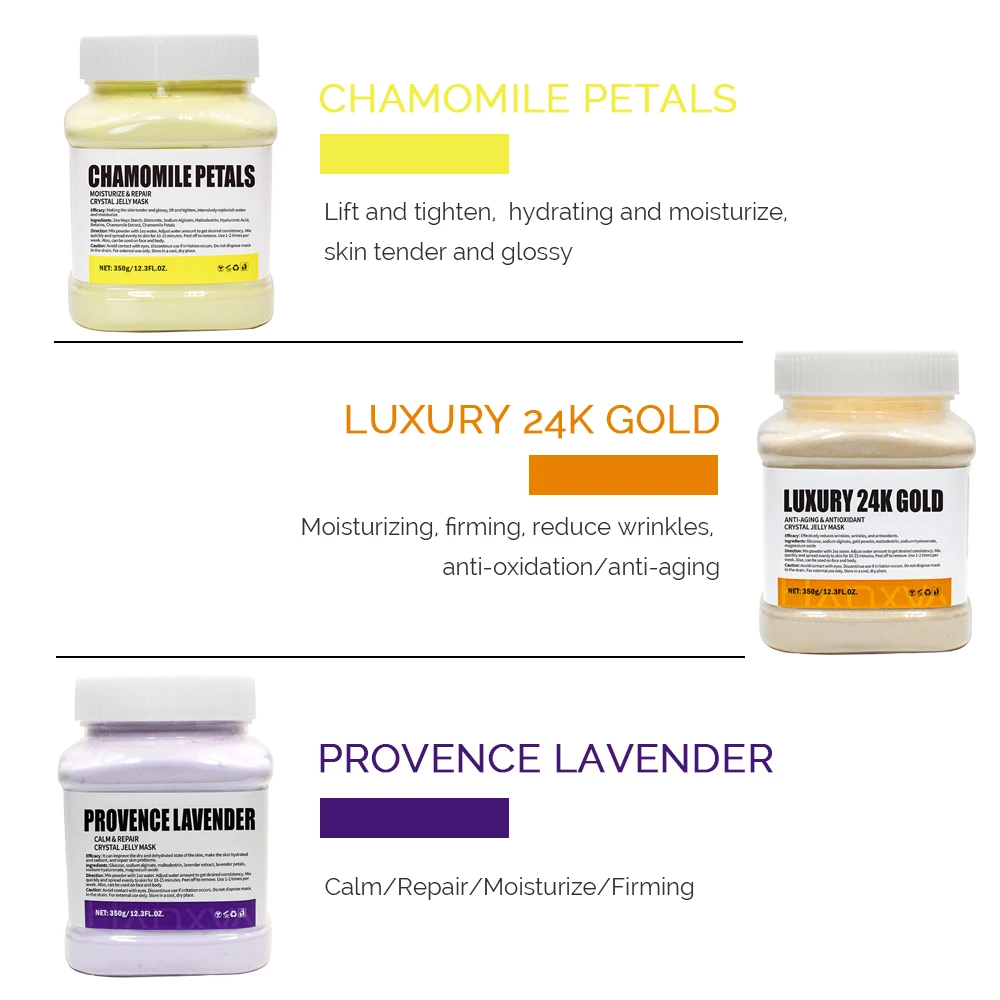 350g Hydrating Brightening 24K Gold Soft Mask Powder Rose Petal Crystal Jelly Mask Powder Antiage Skin Care Dropshipping