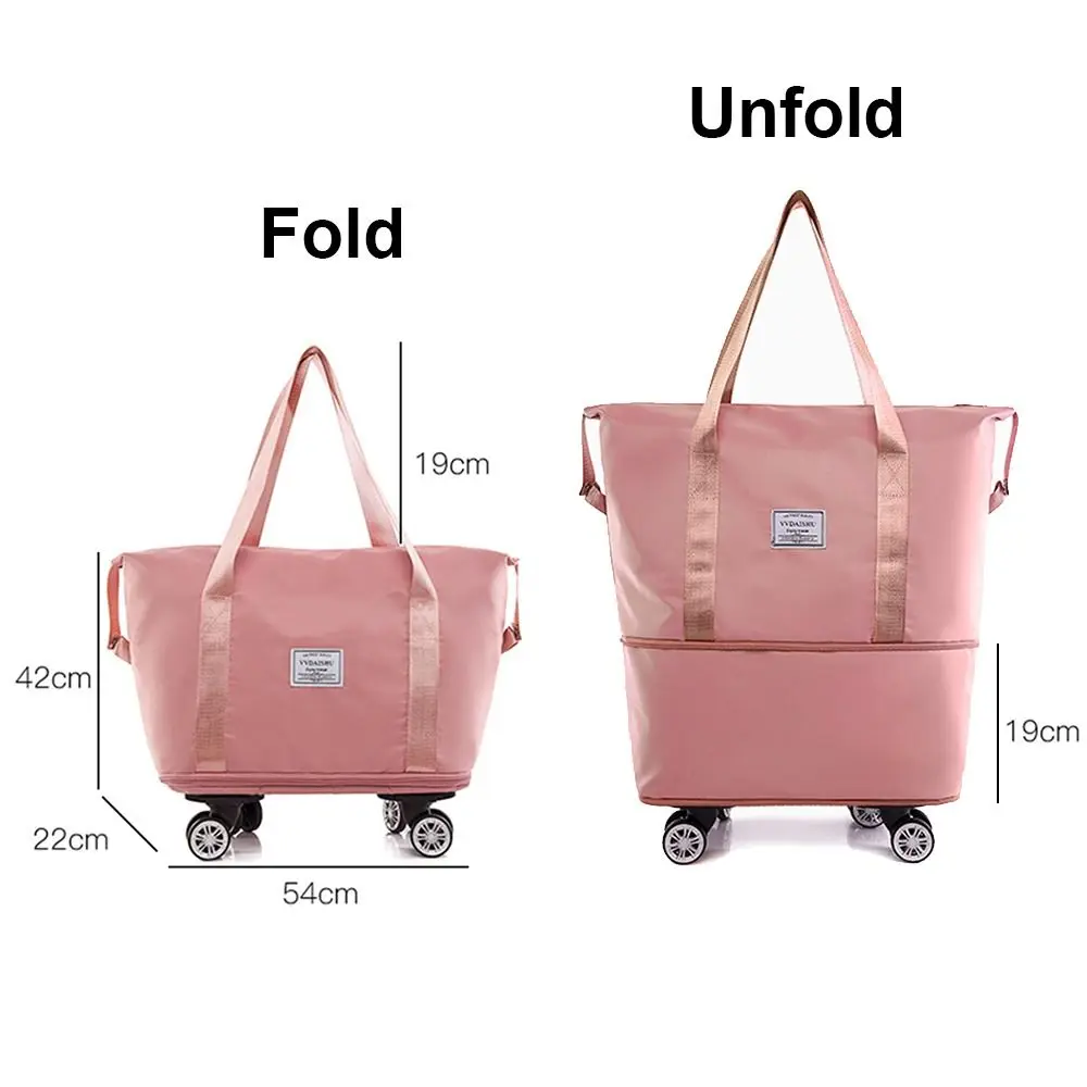 Expandable Rolling Duffle Bag with Wheels Foldable Multiple Pocket Rolling Luggage Bag with Wheels
