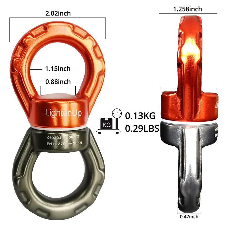 CLIMB 30KN CARABIN Universal Ring Gimbal Ring Rotary Connector Rotational Hammock Swing Spinner Rope Swivel climbing carabiner