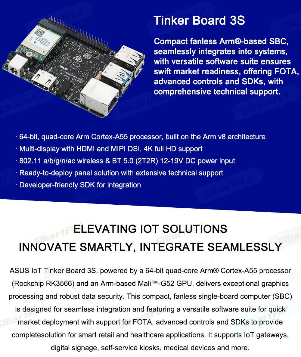 ASUS Tinker Board 3S SBC Rockchip RK3566 Quad-core Arm Single Board Computer M.2