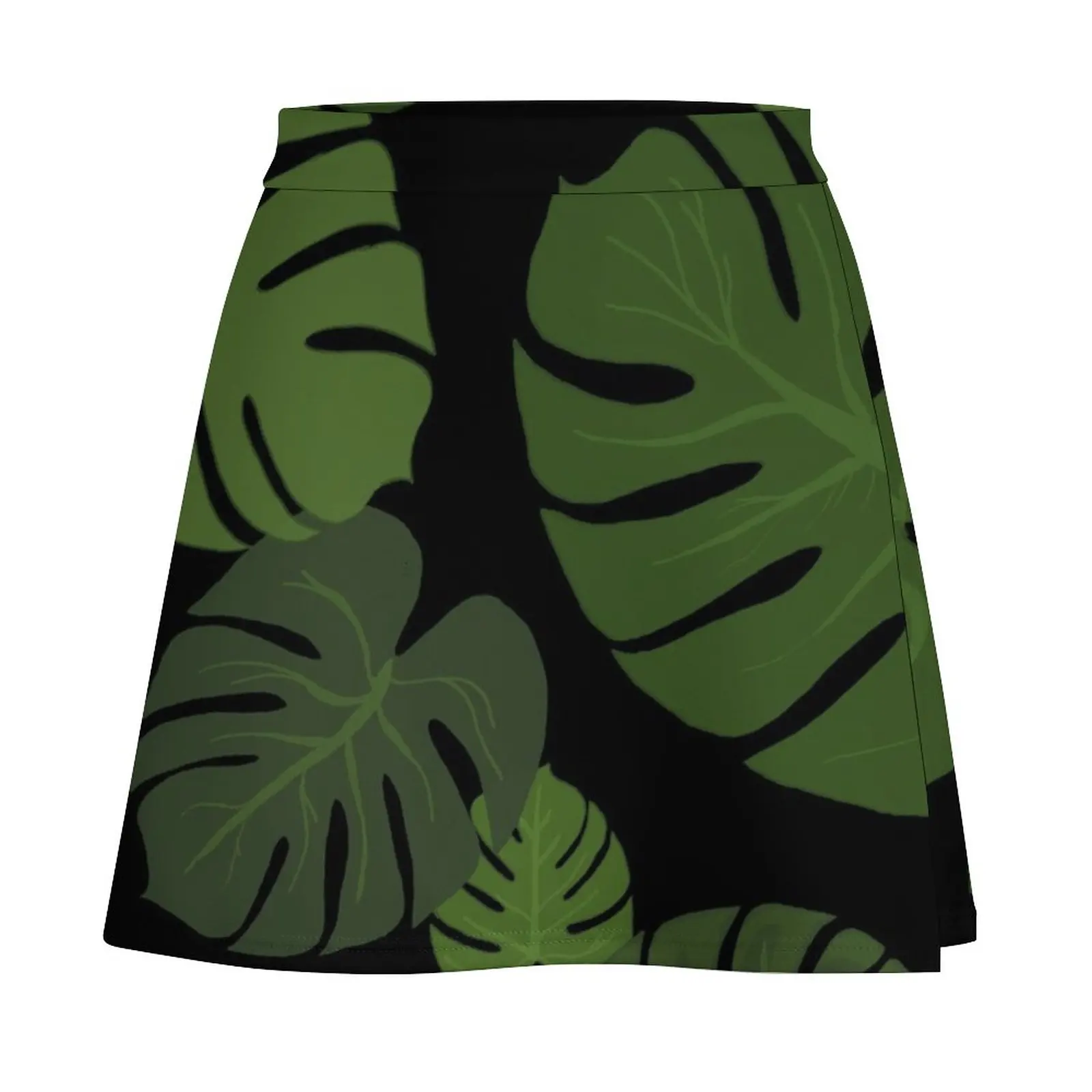 Tropical leaves (black background) Mini Skirt outfit korean style summer skirts