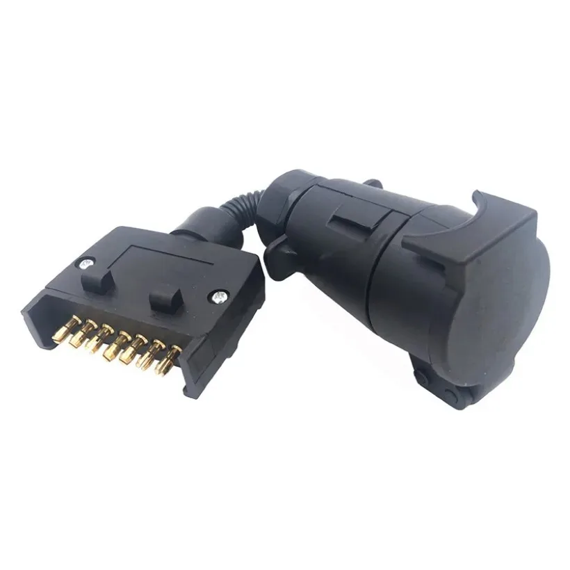 

Car Trailer Adaptor 7 Pin Flat Male plug to 7 Pin Large round Female socket New 1PC