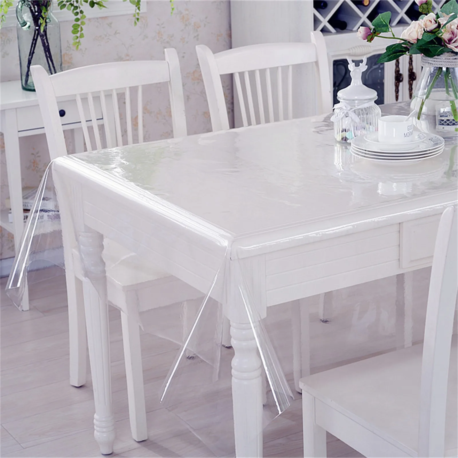Clear Desk Mat Waterproof Plastic Table Cover Protector Vinyl Tablecloth Clear Desk Pad Protector Easy To Clear 4