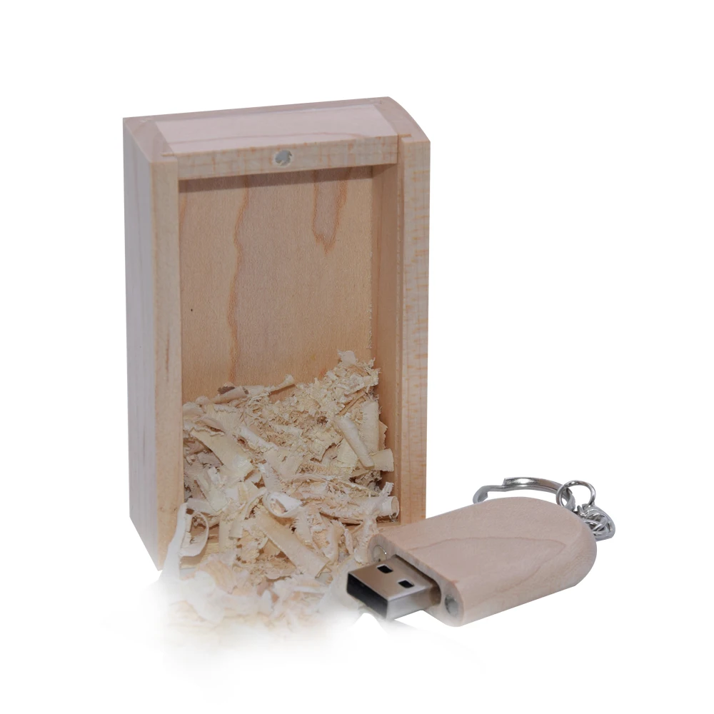 패션 메이플 USB 나무 상자 호두 Pendrive 키 체인 Usb 플래시 드라이브 4GB 8GB 16G 32GB Usb 스틱 2.0 웨딩 메모리 선물