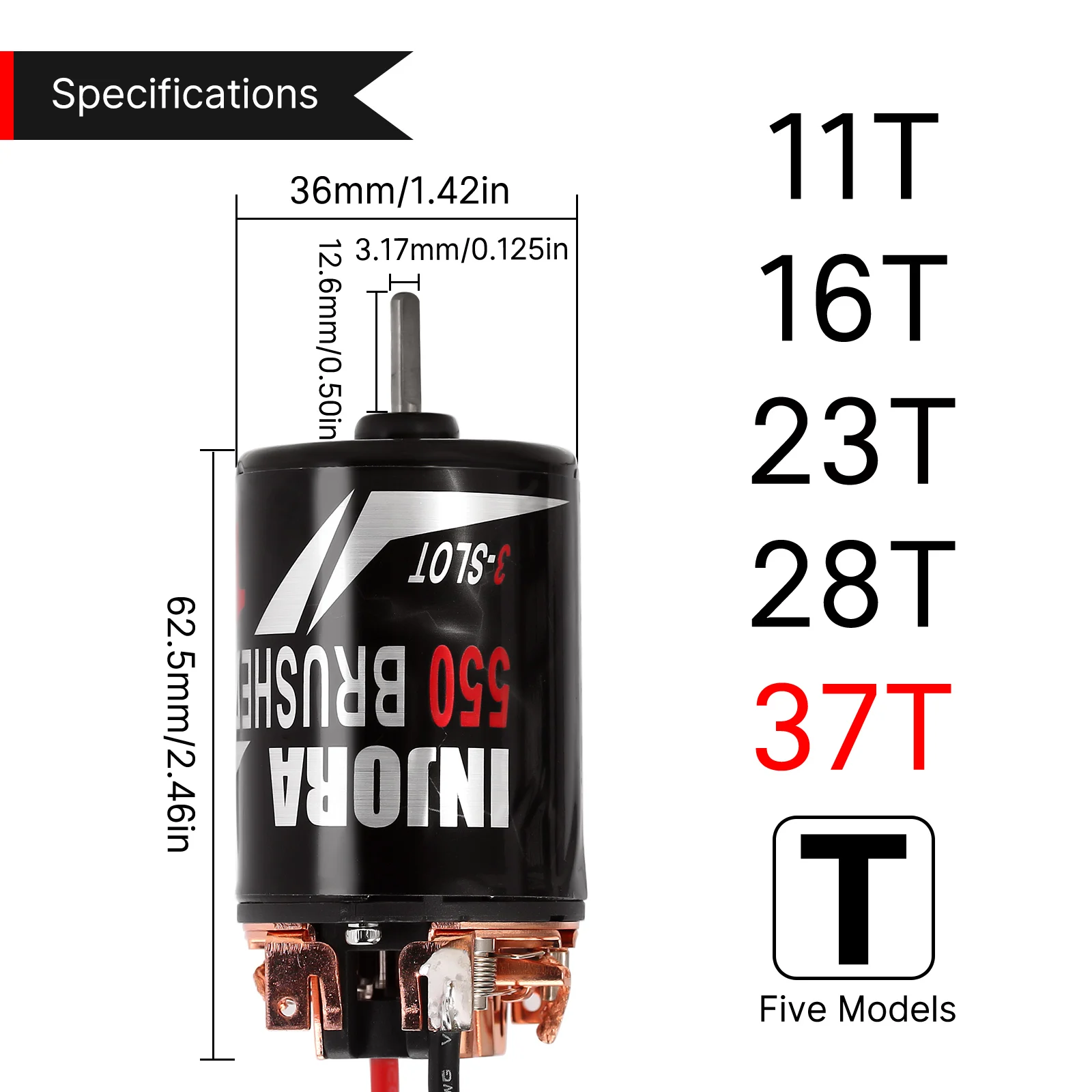 INJORA 1:10  RC  ڵ ũѷ Ʈ ,  3  550 귯 , 11T, 16T, 23T, 28T, 37T, INM09
