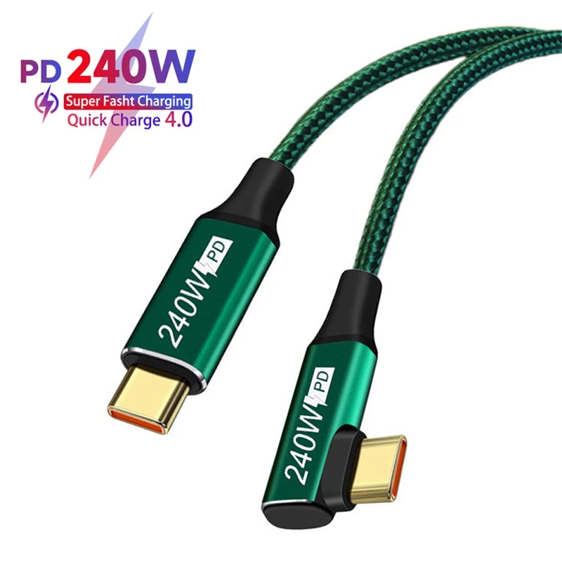 

Кабель зарядный PD240W USB Type-C на C, 5 А, 90 градусов