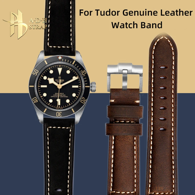 Cinturino Per Orologio Vintage In Pelle Smerigliata Per Tudor Piccolo Fiore Rosso Black Bay Little Black Shield Cinturino Per Orologio In Vera Pelle 2