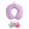 L9NB Travel Neck Pillow and Unicorns Eye Mask Set UShaped Office Traveling Rest Soft Cushion for Women Men Kids Health Care 4