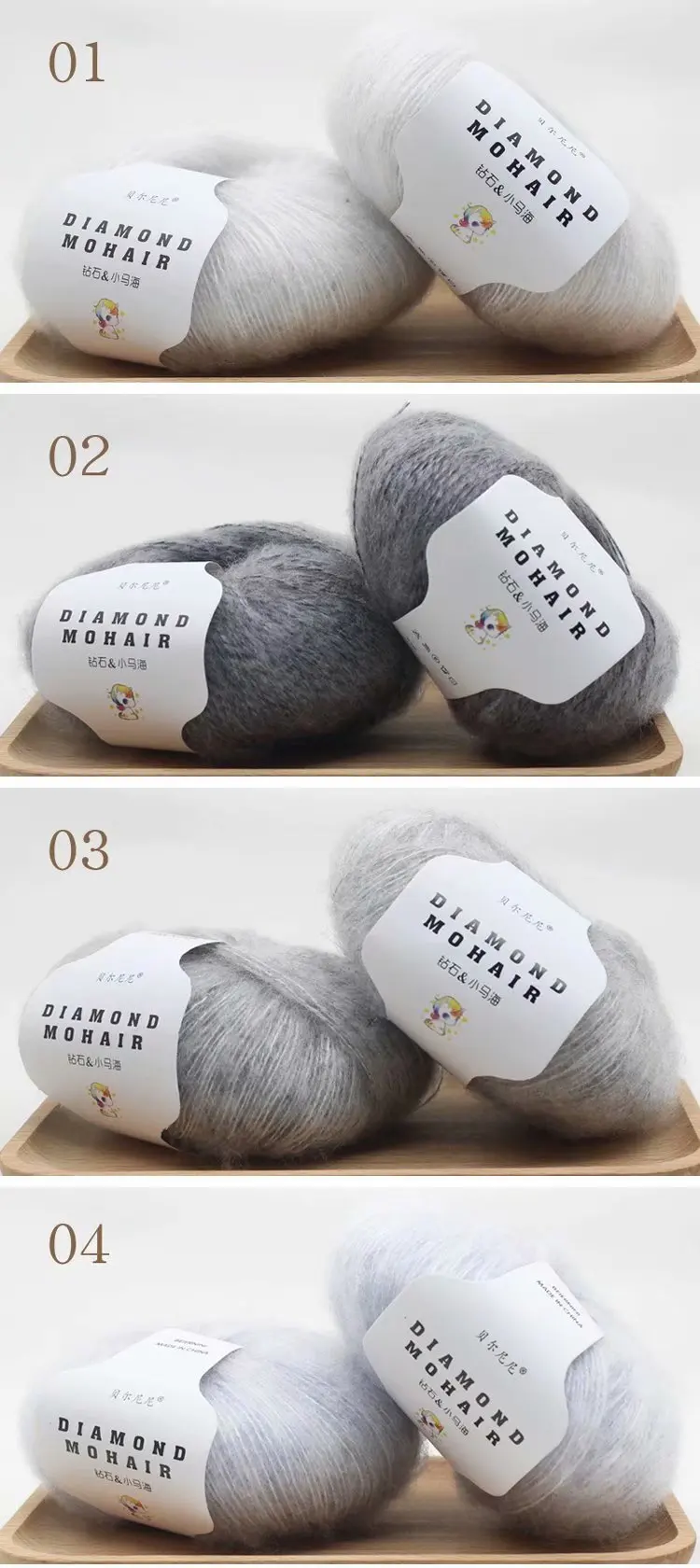 Description Picture 6 of item25g Superfine Mohair Yarn Extra Soft Warm Baby Wool Crochet Yarn for Hand Knitting Sweater Shawl Scarf DIY Material