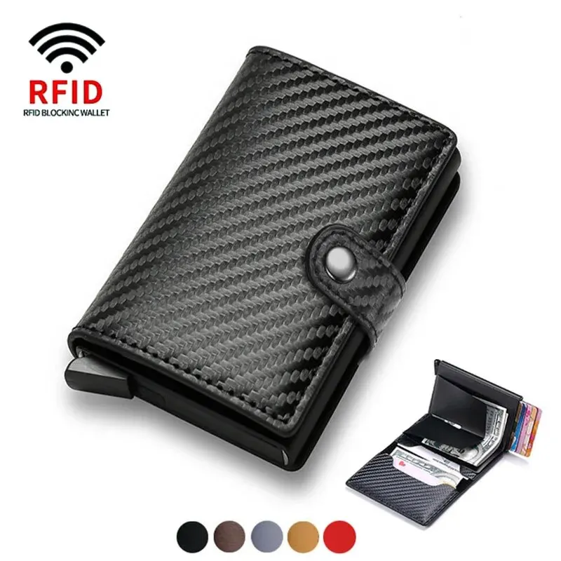 ID Credit Bank Card Holder With Hasp Wallet Men Anti Rfid Blocking Protected Magic PU Leather Slim Mini Small Money Wallets Case credit card wallet