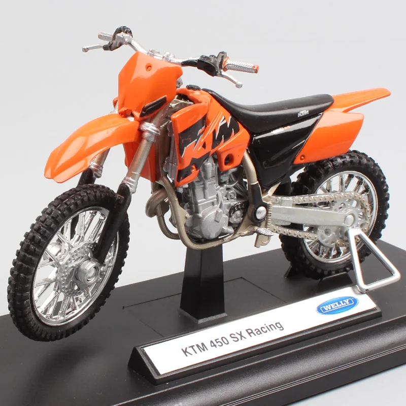 Children Boys 1/18 Scale Welly KTM 450 SX Racing 2000 Dirt Motorcycle Off Road Bike Model Enduro Diecast Vehicle Toy Thumbnails 1 24 scale vintage jada 1973 plymouth barracuda diecast toy vehicle metal pony auto muscle racing car model hobby collectibles