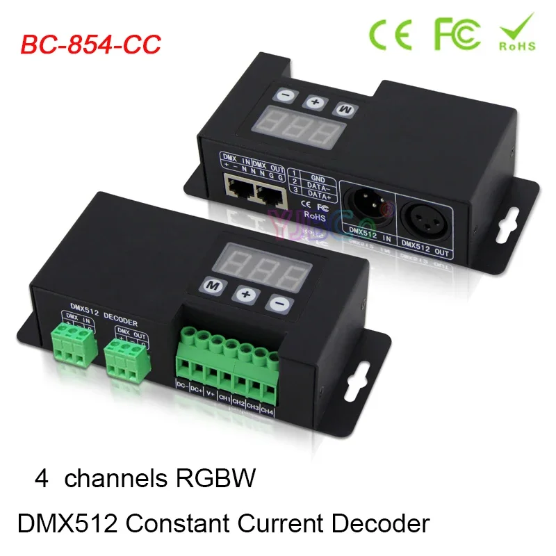 350mA 700mA CC DMX512 Decoder 12V-48V 3-digital-display shows DMX address,4CH DMX512/1990 signal to PWM Dimmer RGBW Controller digital satellite finder satellite signal meter