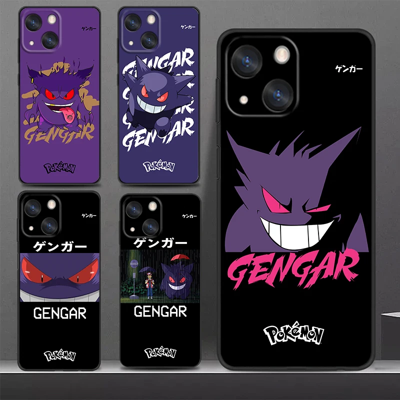 Cartoon Pokemon Gengar Mega Custodia Per Telefono Per Apple Iphone 14 13 12 11 Se Xs Xr X 7 8 6 Mini Plus Pro Max 2020 Cover Nera