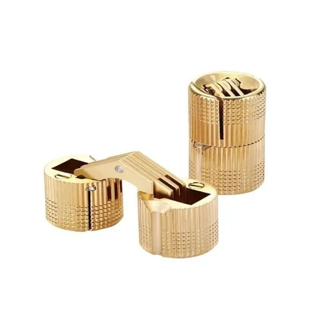 2-6pcs Copper Brass Door Hinges Cylindrical Hidden Cabinet Concealed Invisible Furniture Barrel Hinge For Hardware Gift Box 3