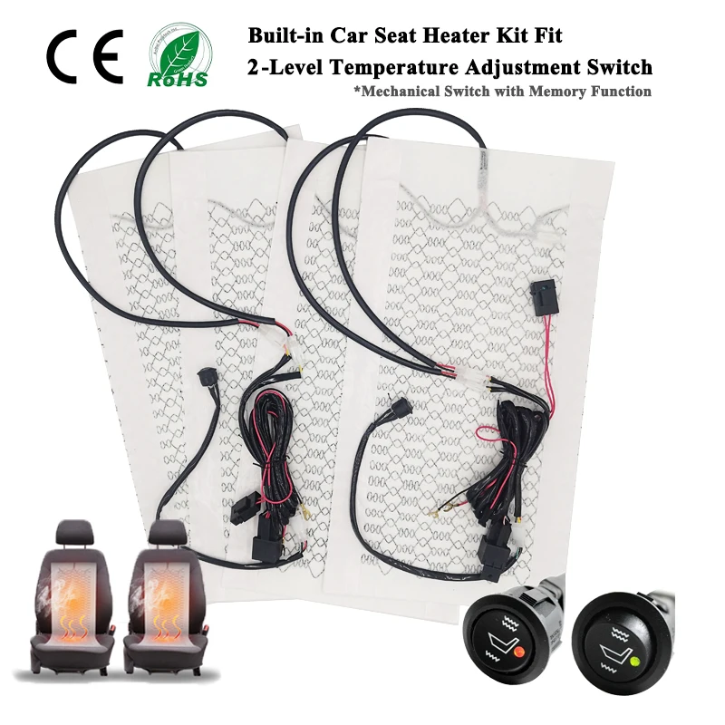 Builtin Car Seat Heater 12V Carbon Fiber Seat Heating Pad High/low