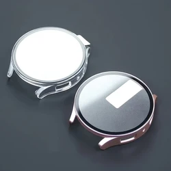 Matte Hard PC Screen Protector Case with Tempered Glass for Smartwatches - 2 Pack (Clear Rose Gold)