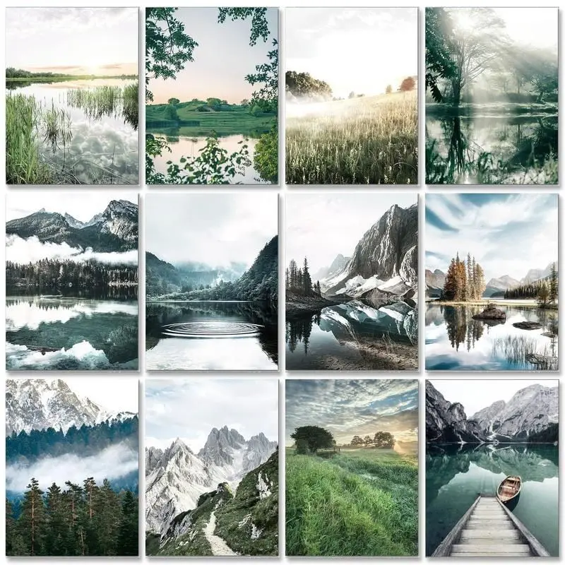 

RUOPOTY Frame Diy Painting By Numbers Mountain Tree Landscape Handpainted Personalized Gift Paint With Numbers For Crafts Kits
